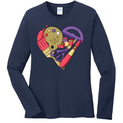 Art Supplies Heart Ladies Long Sleeve Shirt