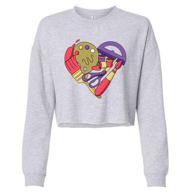 Art Supplies Heart Cropped Pullover Crew