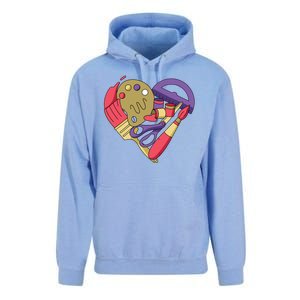 Art Supplies Heart Unisex Surf Hoodie