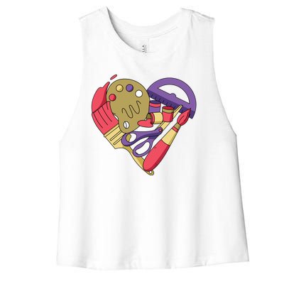 Art Supplies Heart Women's Racerback Cropped Tank