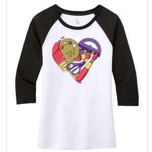 Art Supplies Heart Women's Tri-Blend 3/4-Sleeve Raglan Shirt