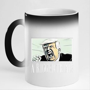 A Rigged Trial!!! Trump 2024 Maga Sarcastic Political 11oz Black Color Changing Mug