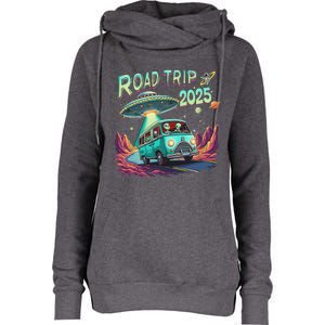 Alien Road Trip 2025 Space Adventure Ufo Enthusiasts Costume Womens Funnel Neck Pullover Hood