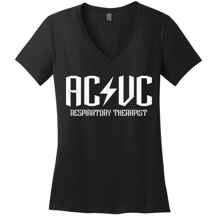 ACVC Respiratory Therapist Funny Vent Settings RT Student Women's V-Neck T-Shirt