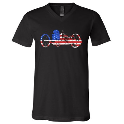 American Recumbent Trike USA Cycling Recumbent Bike Triker V-Neck T-Shirt