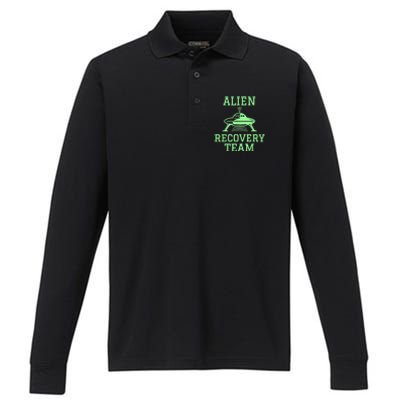 Alien Recovery Team UFO Fans Extraterrestrial Enthusiasts Performance Long Sleeve Polo