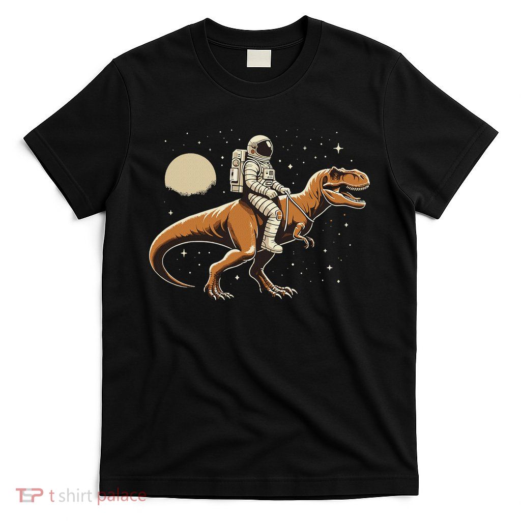 Astronaut Riding T Rex Dinosaur Astro Space T-Shirt