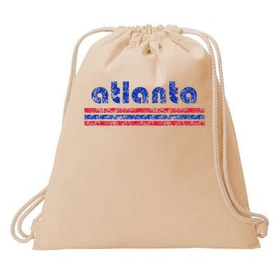 Atlanta Retro Three Stripe Weathered Vintage Drawstring Bag