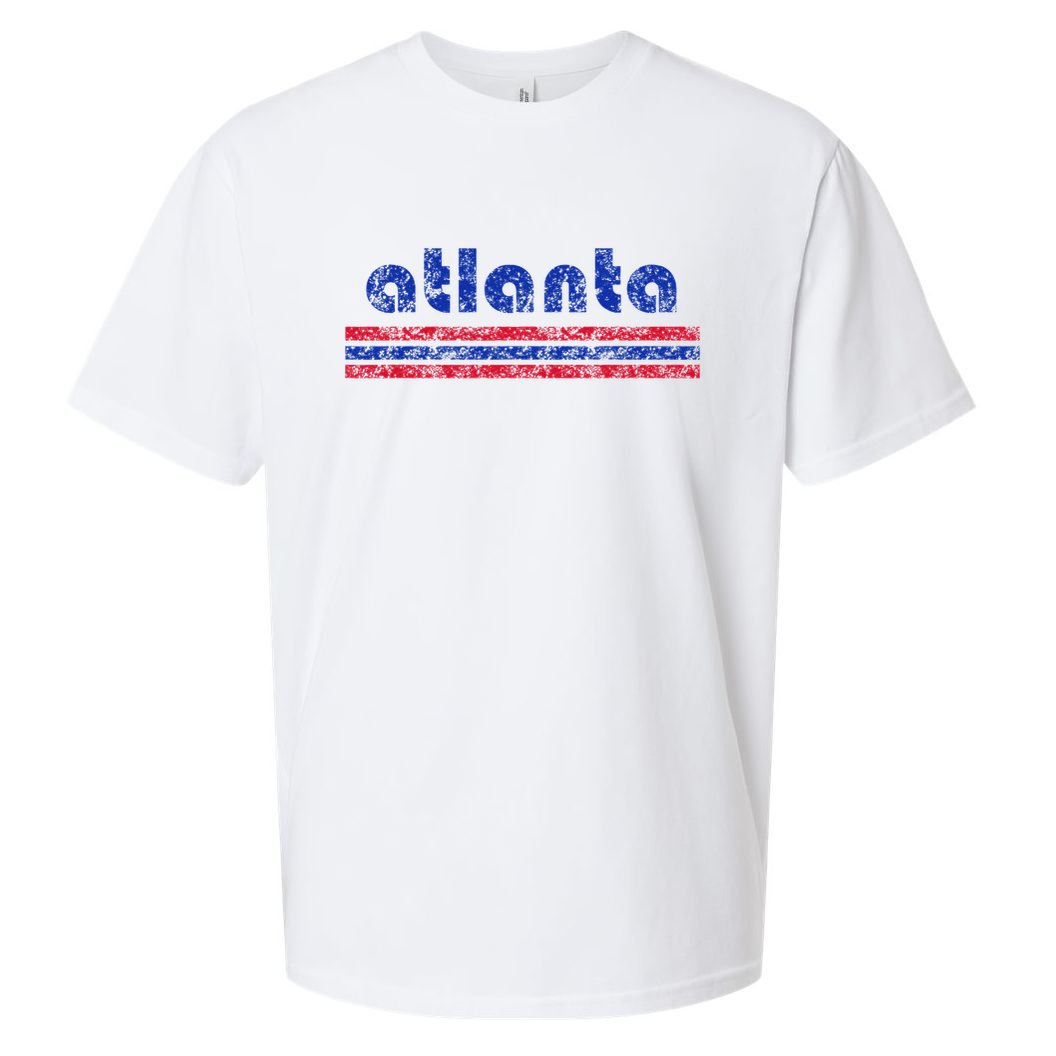 Atlanta Retro Three Stripe Weathered Vintage Sueded Cloud Jersey T-Shirt