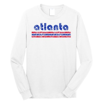 Atlanta Retro Three Stripe Weathered Vintage Long Sleeve Shirt