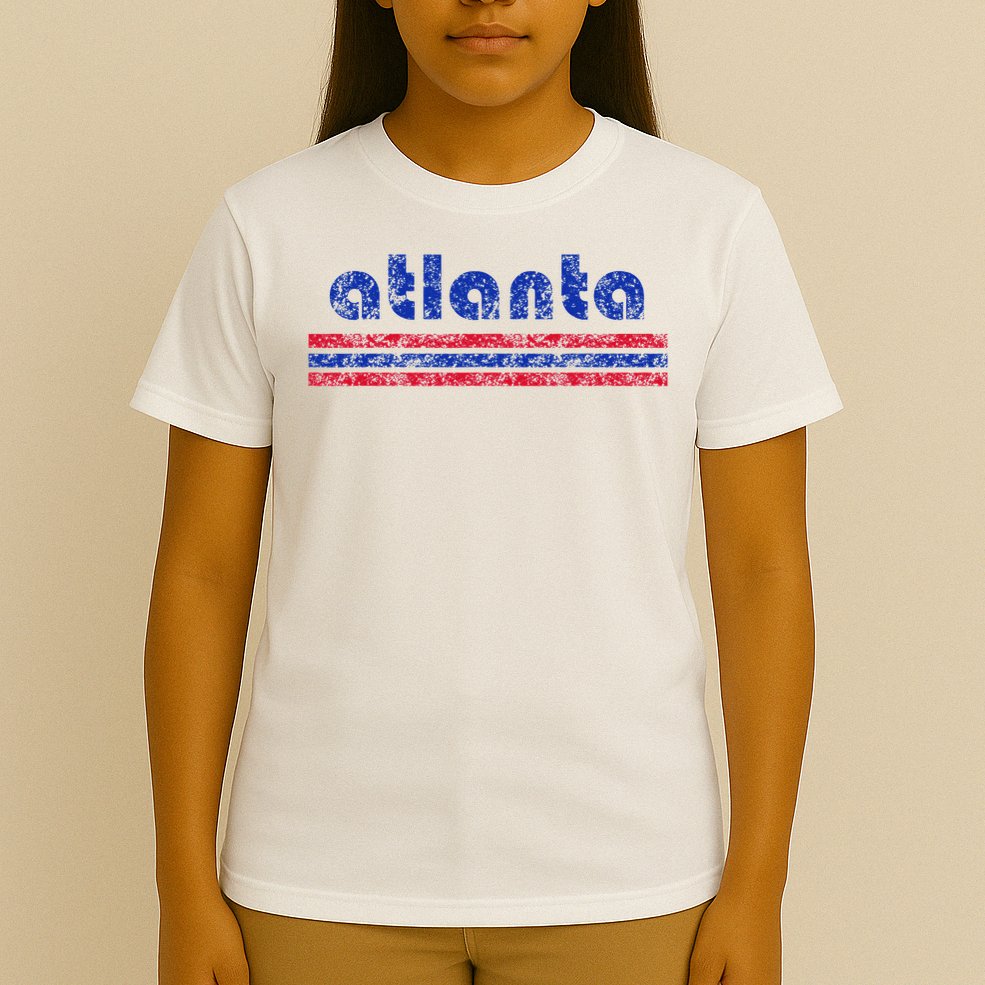 Atlanta Retro Three Stripe Weathered Vintage T-Shirt