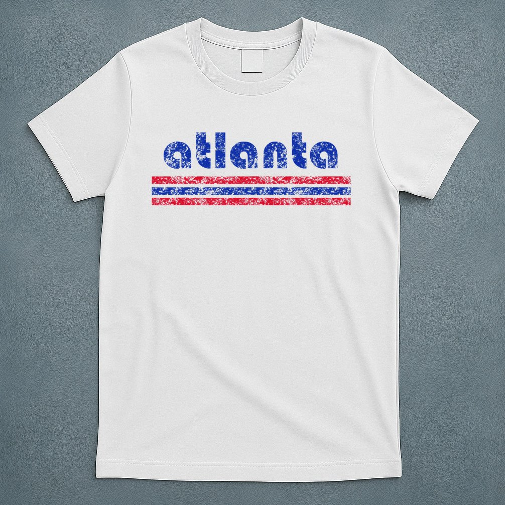 Atlanta Retro Three Stripe Weathered Vintage T-Shirt