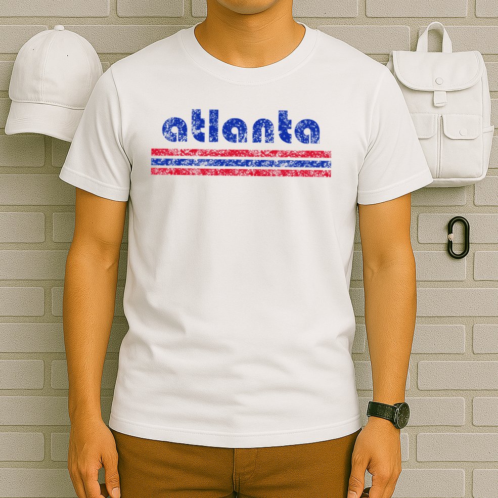 Atlanta Retro Three Stripe Weathered Vintage T-Shirt