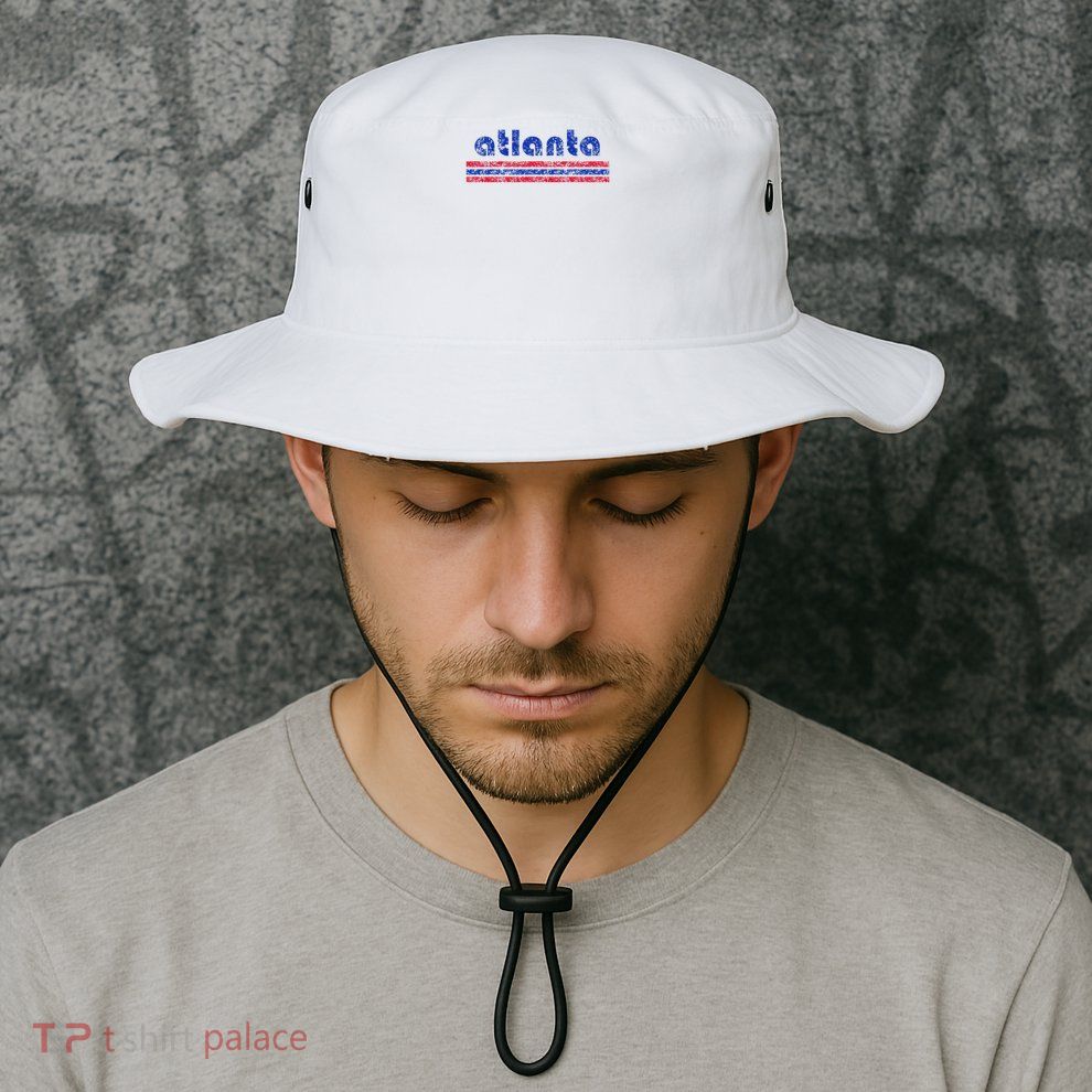 Atlanta Retro Three Stripe Weathered Vintage Bucket Hat