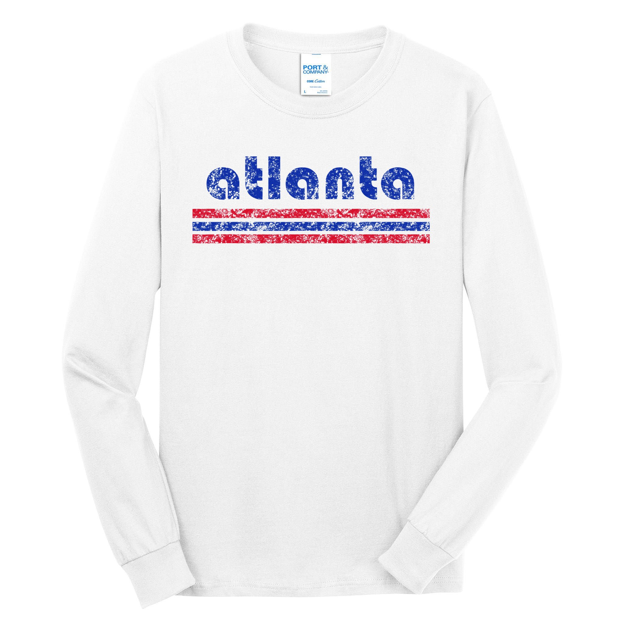 Atlanta Retro Three Stripe Weathered Vintage Tall Long Sleeve T-Shirt