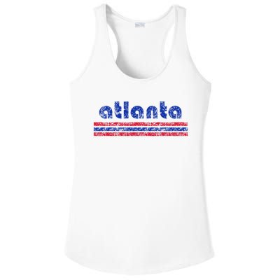 Atlanta Retro Three Stripe Weathered Vintage Ladies PosiCharge Competitor Racerback Tank