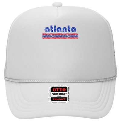 Atlanta Retro Three Stripe Weathered Vintage Trucker Hat