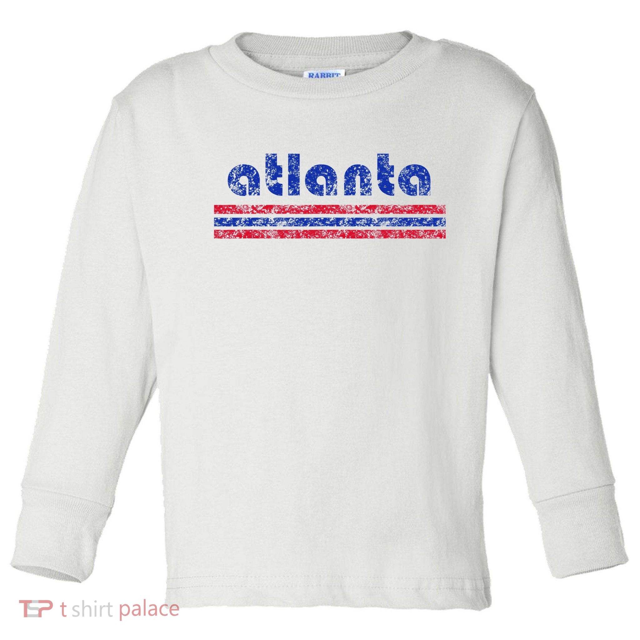 Atlanta Retro Three Stripe Weathered Vintage Toddler Long Sleeve Shirt
