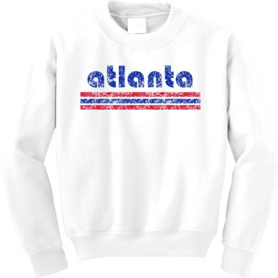 Atlanta Retro Three Stripe Weathered Vintage Kids Sweatshirt