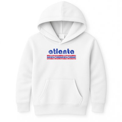 Atlanta Retro Three Stripe Weathered Vintage Kids Hoodie