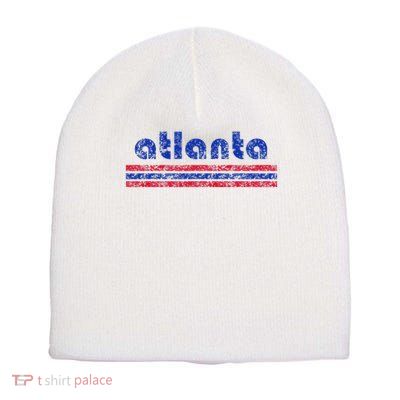 Atlanta Retro Three Stripe Weathered Vintage Short Acrylic Beanie