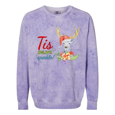 Adorable Reindeer Tis The Season To Christmas Gift Colorblast Crewneck Sweatshirt