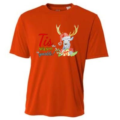 Adorable Reindeer Tis The Season To Christmas Gift Cooling Performance Crew T-Shirt