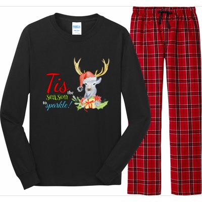 Adorable Reindeer Tis The Season To Christmas Gift Long Sleeve Pajama Set