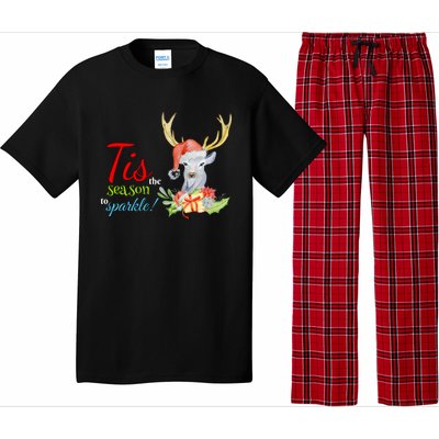 Adorable Reindeer Tis The Season To Christmas Gift Pajama Set