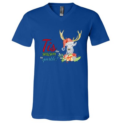 Adorable Reindeer Tis The Season To Christmas Gift V-Neck T-Shirt