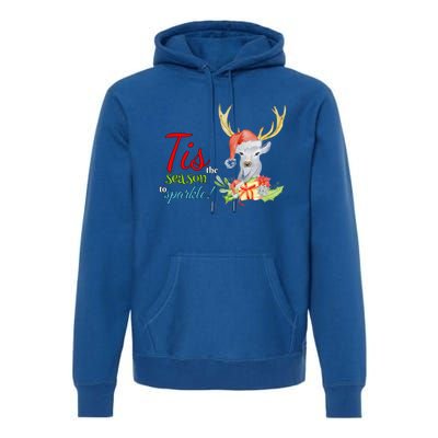 Adorable Reindeer Tis The Season To Christmas Gift Premium Hoodie