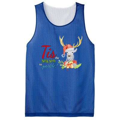 Adorable Reindeer Tis The Season To Christmas Gift Mesh Reversible Basketball Jersey Tank