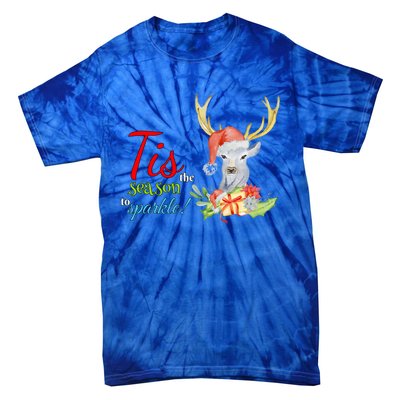 Adorable Reindeer Tis The Season To Christmas Gift Tie-Dye T-Shirt