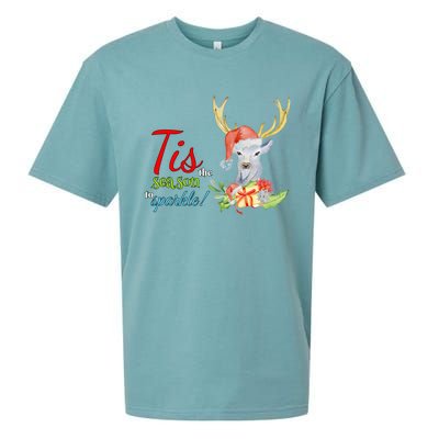 Adorable Reindeer Tis The Season To Christmas Gift Sueded Cloud Jersey T-Shirt