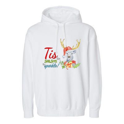 Adorable Reindeer Tis The Season To Christmas Gift Garment-Dyed Fleece Hoodie