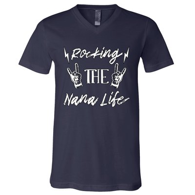 Awesome Rocking The Nana Life Grandma Best Nana Grandmother V-Neck T-Shirt