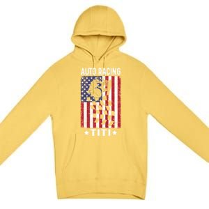 Auto Racing Titi Aunt Usa Flag 4th Of July Cute Gift Premium Pullover Hoodie