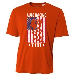 Auto Racing Titi Aunt Usa Flag 4th Of July Cute Gift Cooling Performance Crew T-Shirt