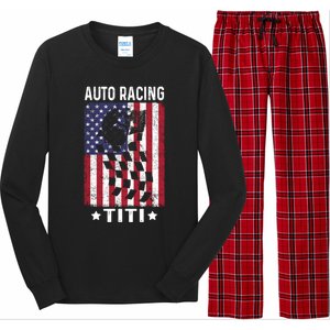 Auto Racing Titi Aunt Usa Flag 4th Of July Cute Gift Long Sleeve Pajama Set