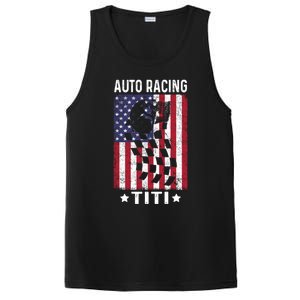 Auto Racing Titi Aunt Usa Flag 4th Of July Cute Gift PosiCharge Competitor Tank