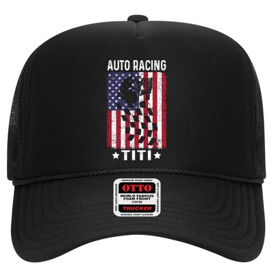Auto Racing Titi Aunt Usa Flag 4th Of July Cute Gift Trucker Hat