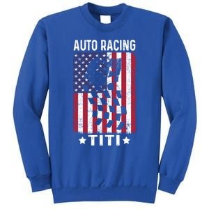 Auto Racing Titi Aunt Usa Flag 4th Of July Cute Gift Sweatshirt