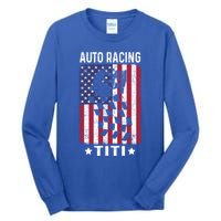 Auto Racing Titi Aunt Usa Flag 4th Of July Cute Gift Tall Long Sleeve T-Shirt