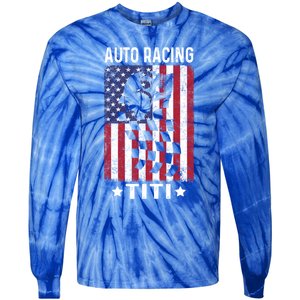 Auto Racing Titi Aunt Usa Flag 4th Of July Cute Gift Tie-Dye Long Sleeve Shirt