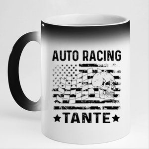 Auto Racing Tante Aunt Usa Flag 4th Of July Meaningful Gift 11oz Black Color Changing Mug