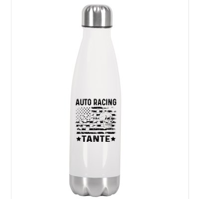 Auto Racing Tante Aunt Usa Flag 4th Of July Meaningful Gift Stainless Steel Insulated Water Bottle