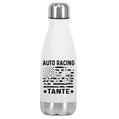 Auto Racing Tante Aunt Usa Flag 4th Of July Meaningful Gift Stainless Steel Insulated Water Bottle