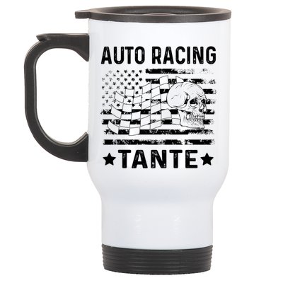 Auto Racing Tante Aunt Usa Flag 4th Of July Meaningful Gift Stainless Steel Travel Mug