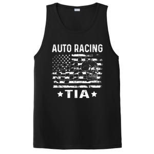 Auto Racing Tia Aunt Usa Flag 4th Of July Cute Gift PosiCharge Competitor Tank