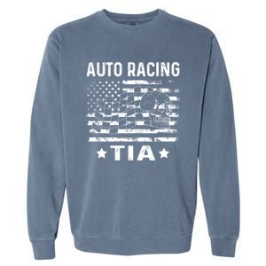 Auto Racing Tia Aunt Usa Flag 4th Of July Cute Gift Garment-Dyed Sweatshirt